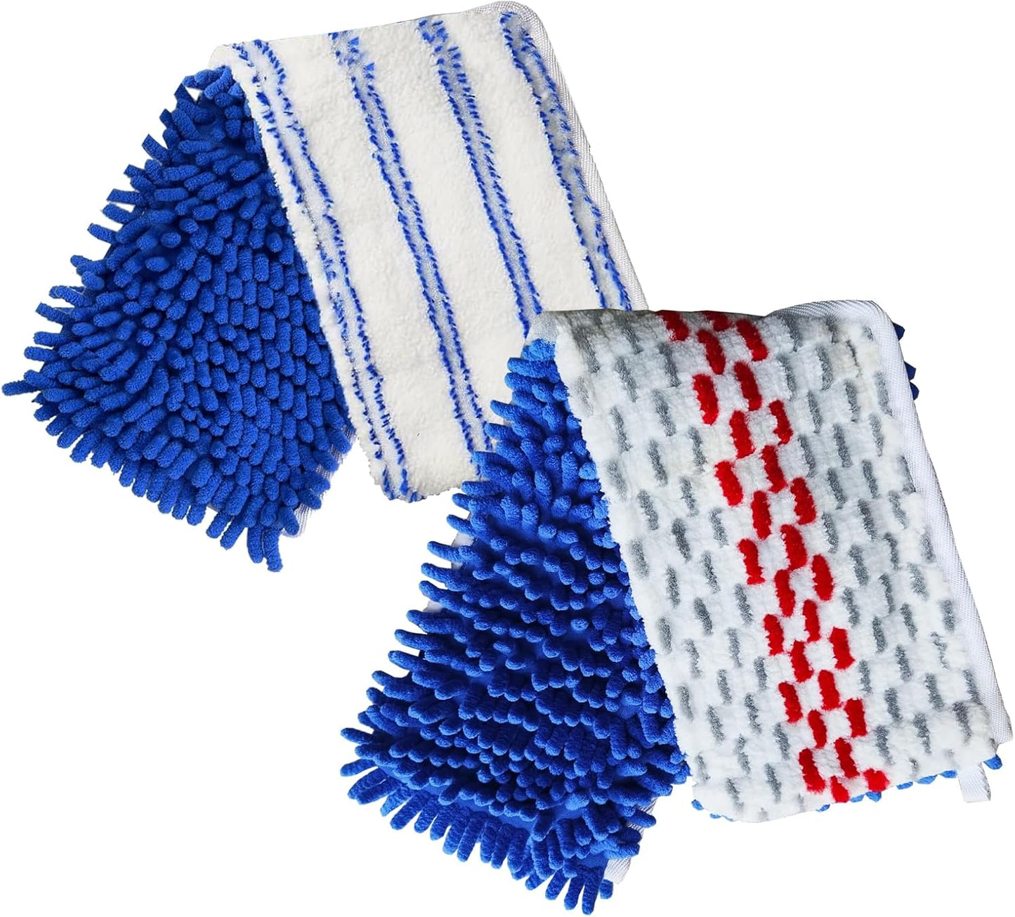 2 Pack Flip Mop Refills Compatible with O Cedar Mop, Flat Dust Mop Head Replacement for Dry & Wet Use, Chenille + Microfiber Mop Cover Pad for Deeper Cleaning, Double Sided Use for Hardwood Floor