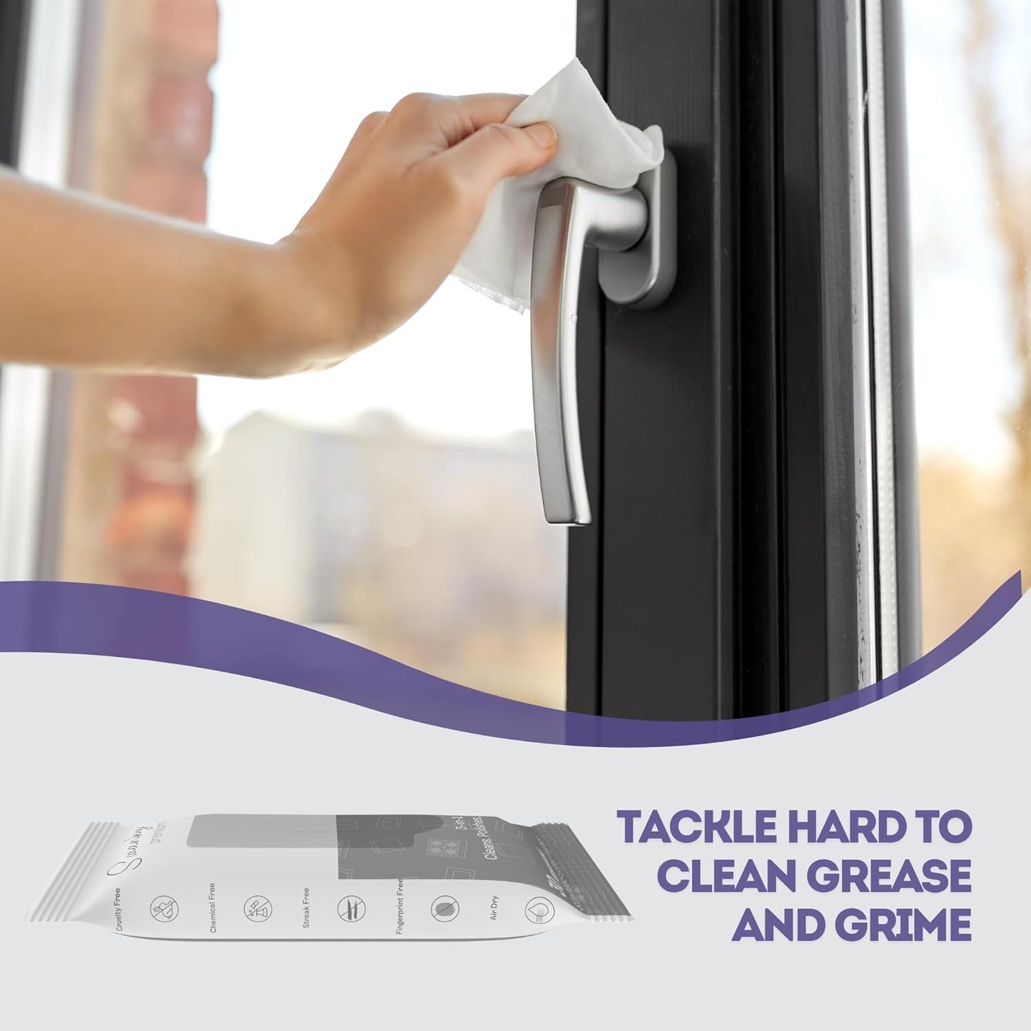 Swanky Stainless Steel Cleaner Wipes - Grime & Grease Remover Kitchen Cleaning Supplies - Clean & Shine, For Stove Top, Refrigerator, Sink, Oven, & Household Appliances - Soft Wipes, 60 Count