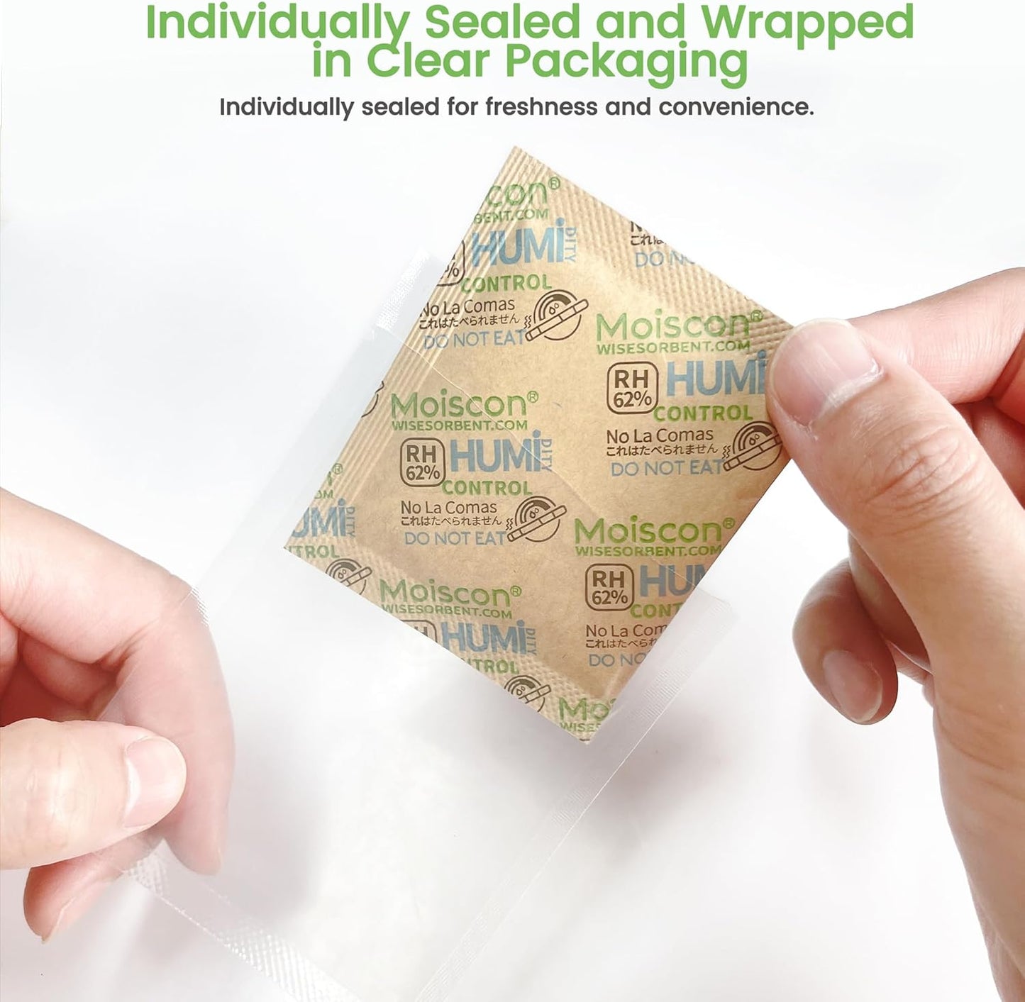 62% Size 8 Two-Way Humidity Control Packs, 105 Pack 8 Gram for Storing 1 oz, Moisture Control Packets Individually Wrapped