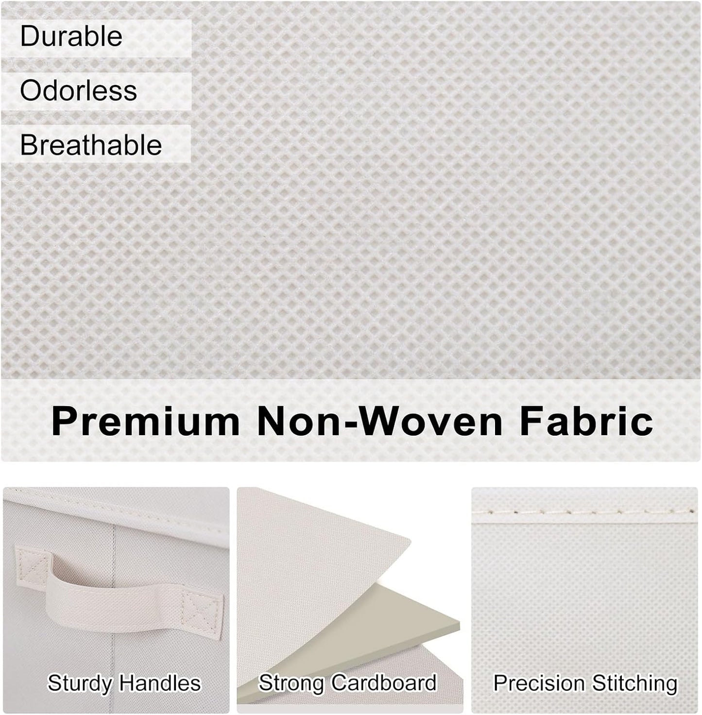 WUIKE 3 Pack Extra Large Fabric Storage Bins, Beige Foldable Closet Organizer Boxes for Clothes, Sheets and Blankets