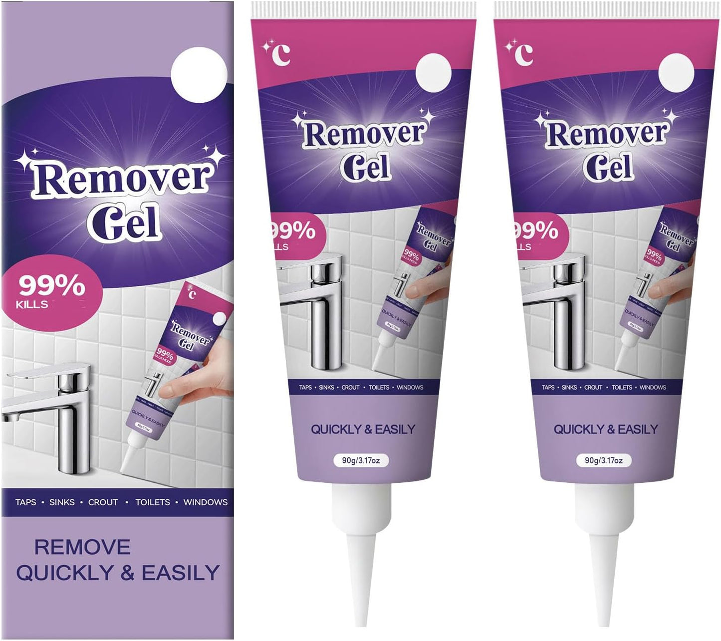 Cleaning Remover Gel,Powerful Household Cleaning Gel,Suitable for Bathroom and Kitchen Tile Gaps,Highly Effective In Penetration,Safe Formula That Does Not Damage The Surface (2PCS)