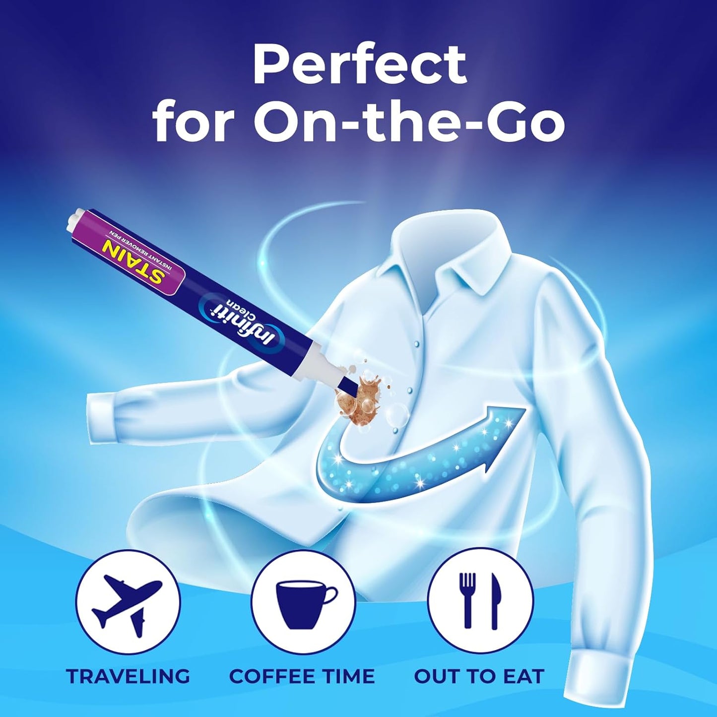 Stain Removal Pen (3 Pack) - 27ml (0.91 fl.oz) Each, Instant Fabric Stain Remover for Clothes, Portable Stain Eraser for Coffee, Wine, Grease, Makeup, On-The-Go Travel Size