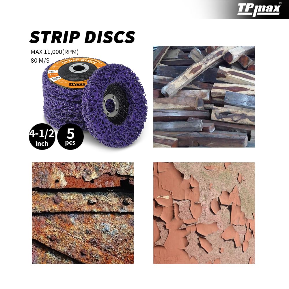 4-1/2" x7/8'' Stripping Discs Rust Remover Wheel Remove Paint and Oxidation Poly Strip Wheel Disc Abrasive Angle Grinding Wheel - 5 Pack(Purple)