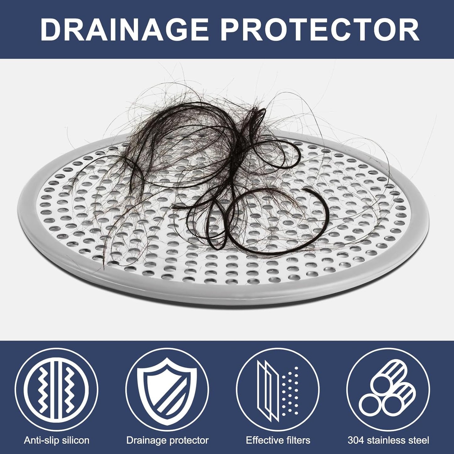 Heavy Duty Stainless Steel Drain Protector, Outside Diameter 4.75" Mesh Metal Sink Floor Drain Cover Plate, for Kitchen Sink/Bathroom Bathtub Wash Basin Floor Drain Balcony Drain Hole, Utility