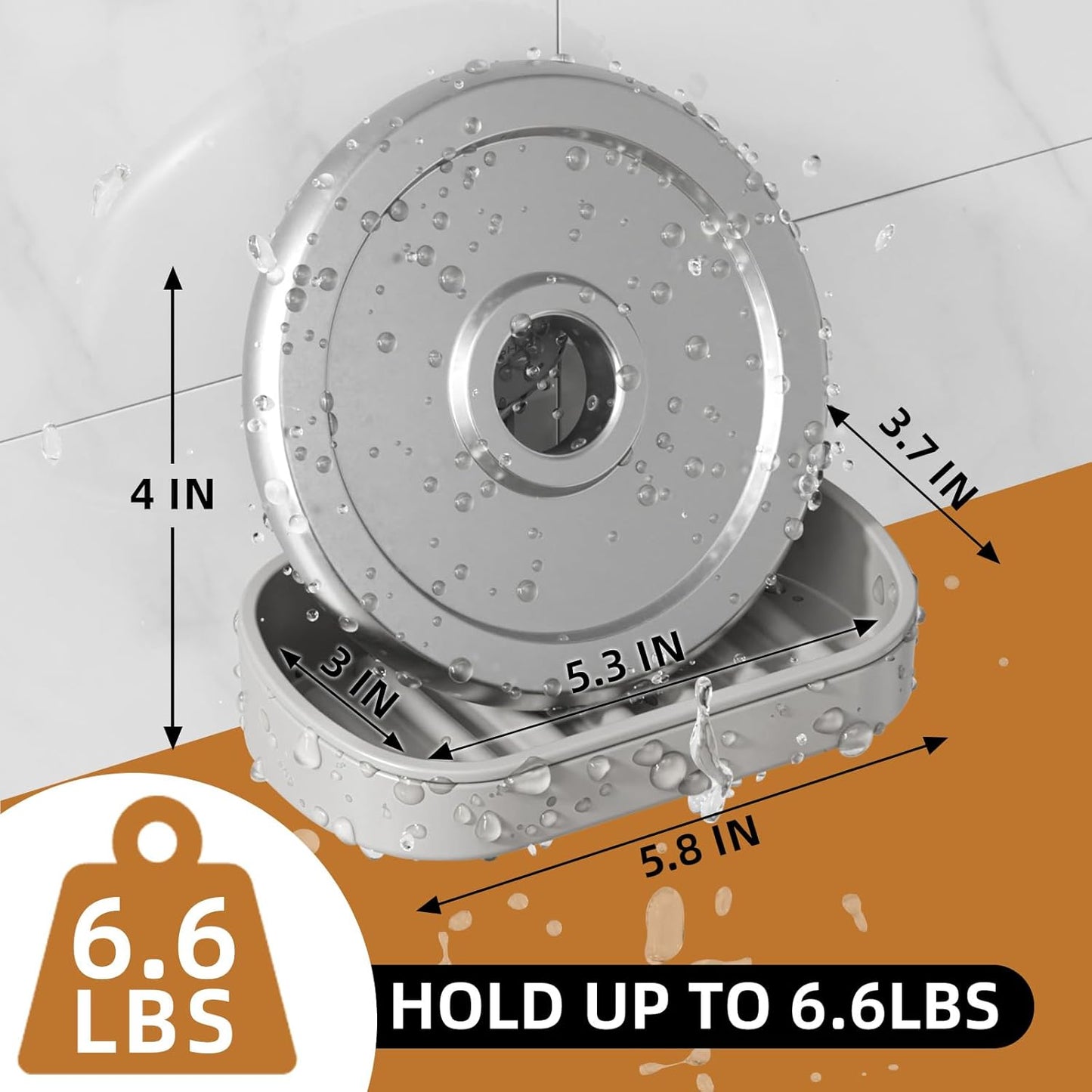 LEVERLOC Soap Dish Holder for Shower Suction Cup Wall Mounted Self Draining NO-Drilling Removable Bar Soap Sponge Holder for Bathroom Bathtub Kitchen Sink Waterproof Strong Vacuum Suction, Grey