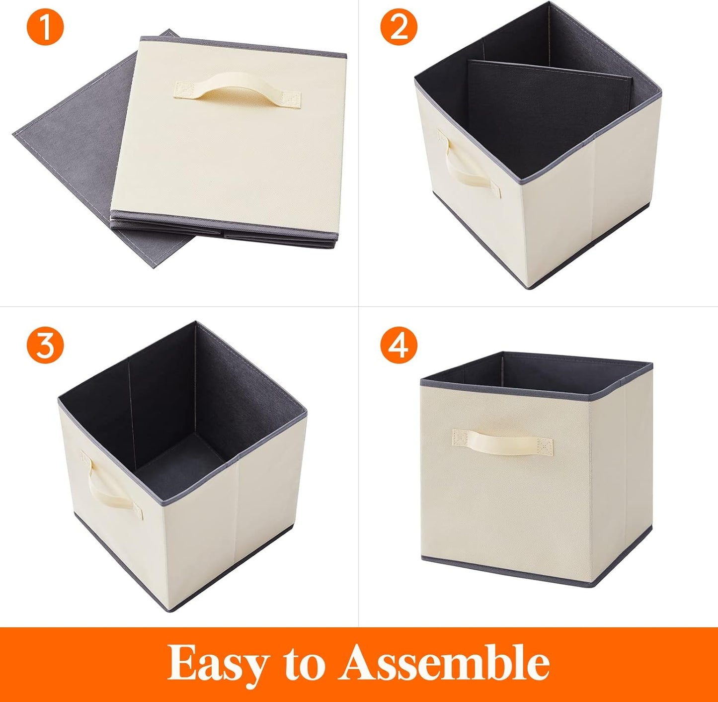 Lifewit Collapsible Fabric Storage Cubes Bins Set 11 Inch, Foldable Cubby Organizers Boxes, 6 Pack Organizing Baskets for Shelf, Closet, Utility Room, Storage Room, 18L Beige