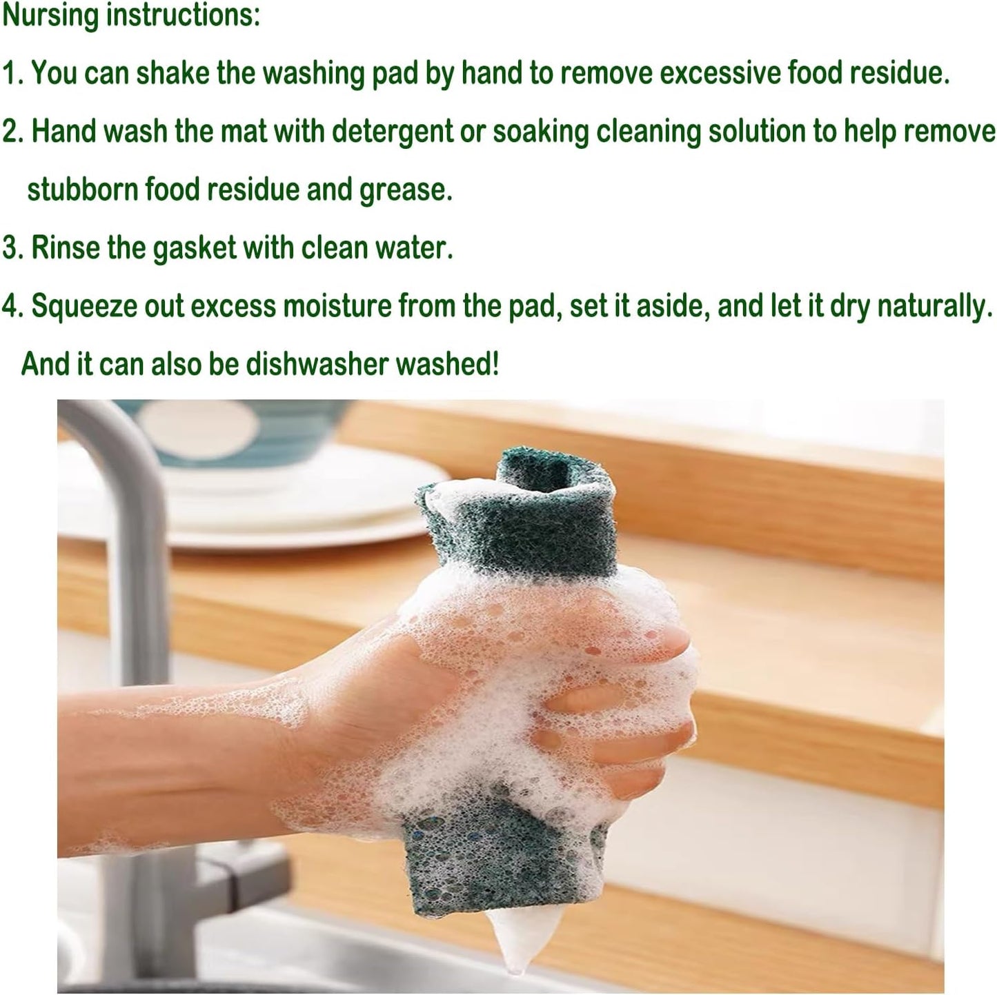 12 Pcs/Pack Green Heavy Duty Scouring Pads Reusable Household ScrubPads for Kitchen and Dish Cleaning Tool