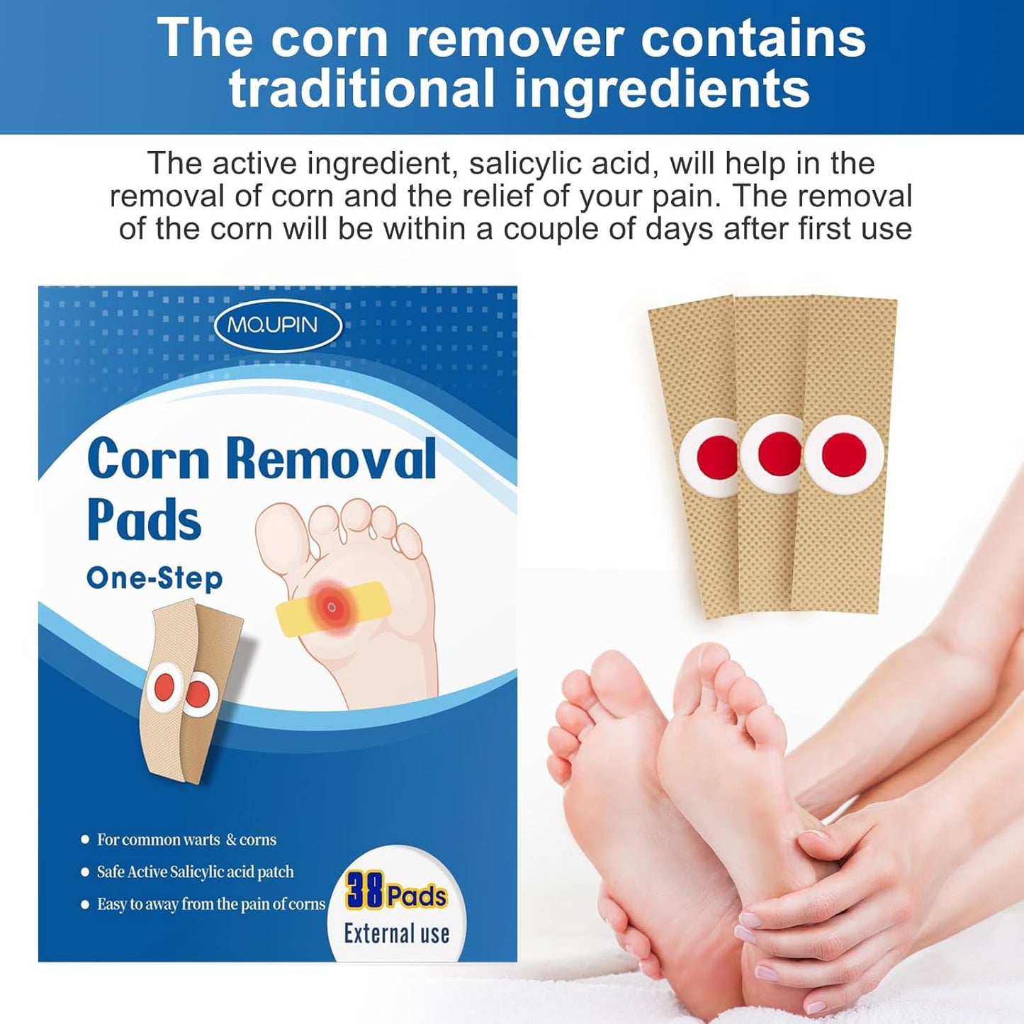 38 Count Corn Removal Pads for Feet and Toe, Corn Plasters Feet Remover for Feet Extra Strength, Callous Remover