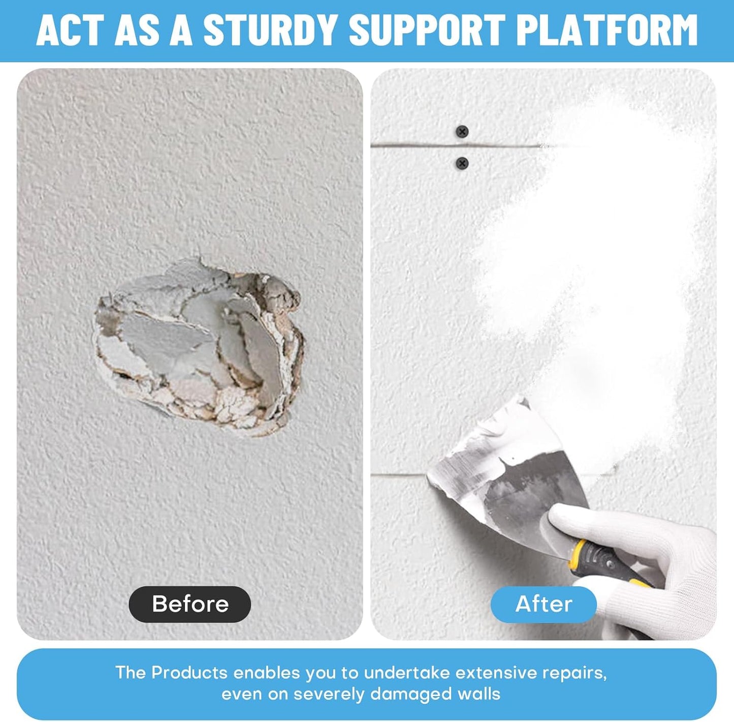 Drywall Repair Clips, 20 Pack Stainless Steel Wall Patch Kit with 40 Screws for 1/2 Inch Sheetrock, Professional Drywall Hole Repair Solution for DIY Home Repair