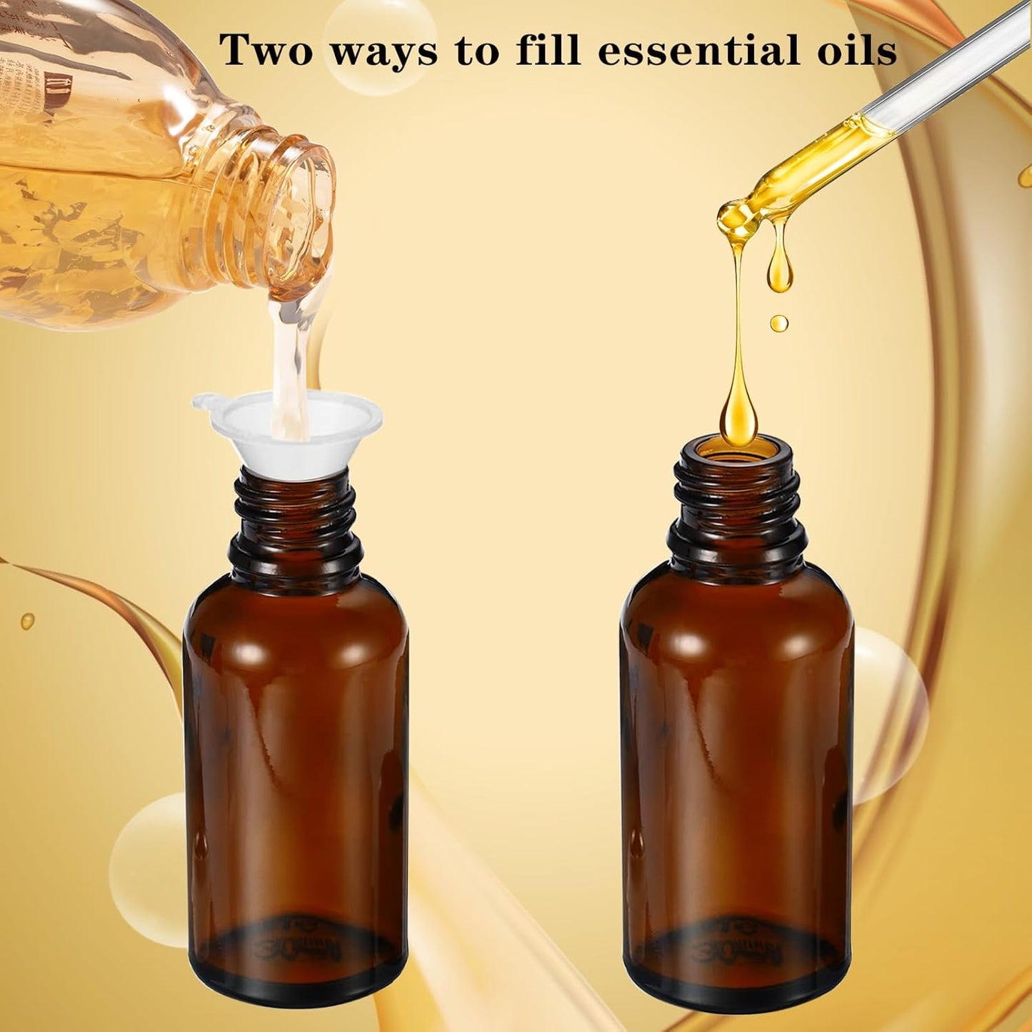 100ML Roller Bottles for Essential Oil, 3 Pack Empty Amber Glass Roller Bottle for Perfume Oil, Roll on Bottles with Stainless Steel Roller Balls, Opener, Funnel and Dropper