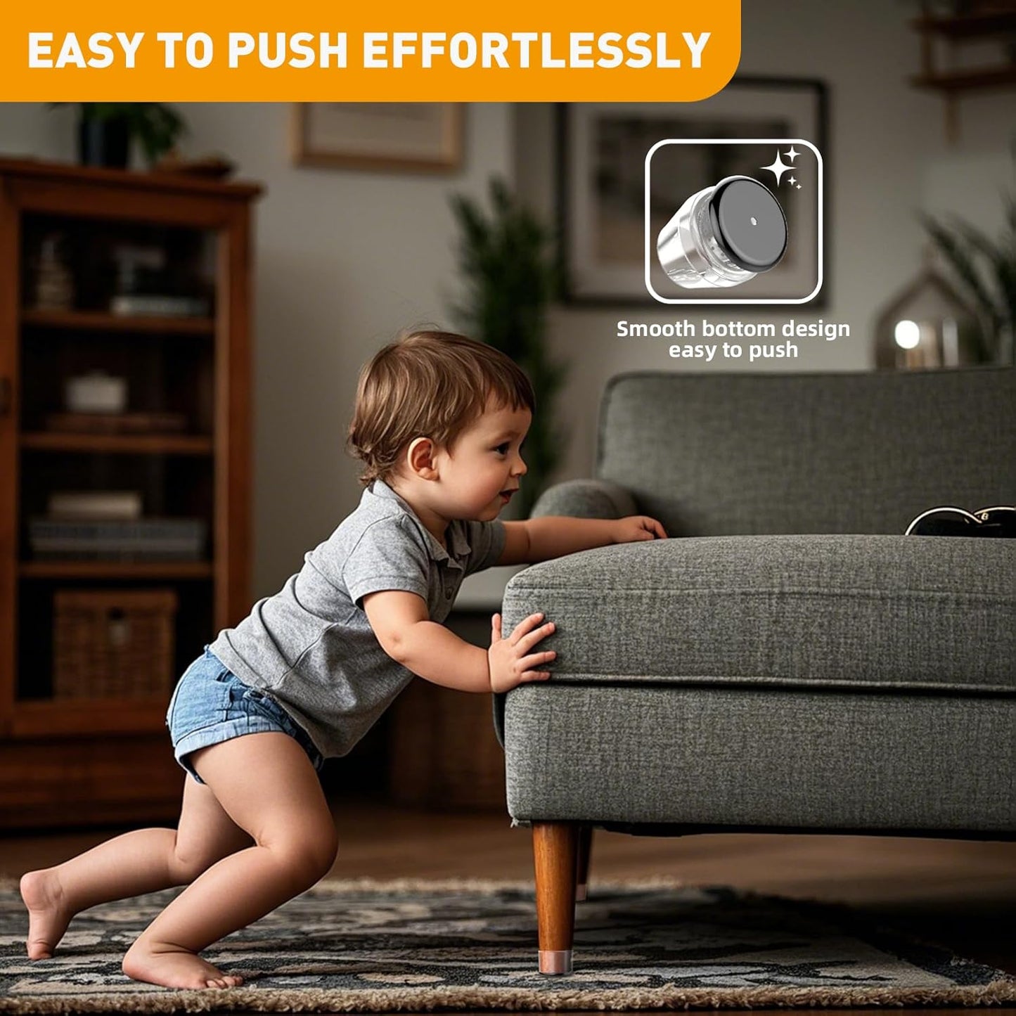 Furniture Sliders,16 PCS Chair Leg Sliders for Carpet, Furniture Movers Sliders, Carpet Chairs Furniture Glides, Floor Protectors, Carpet Moving Sliders Easily Move.(Clear, Fit:1.62-2").