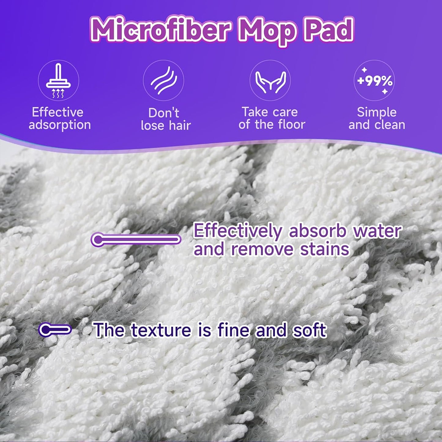 8 Pack Reusable Mop Replacement Pads Compatible for Swiffer PowerMop Spray Mop, Dry Wet Mopping Cloths for 13-15in Mop, Floor Cleaner Mop Pads for Swiffer (Not with Mop)