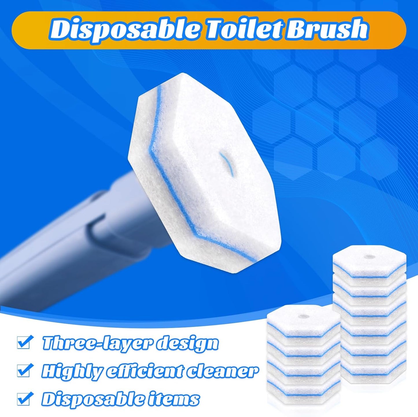 10PCS Toilet Wand Refills - Disposable Replacement Heads for Most Toilet Brushes | Hygienic Cleaning Pads | No-Scratch, Quick-Dry & Easy-to-Use (Polyester Cleaning Head)