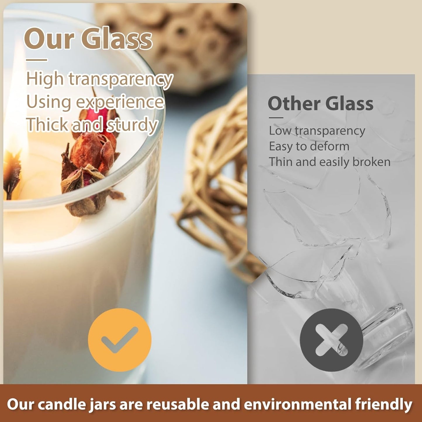 12 OZ Thick Candle Jars for Making Candles 12 Pcs, Empty Jars with Wood Lids for Spice Jars, Sample Container, Matte Black