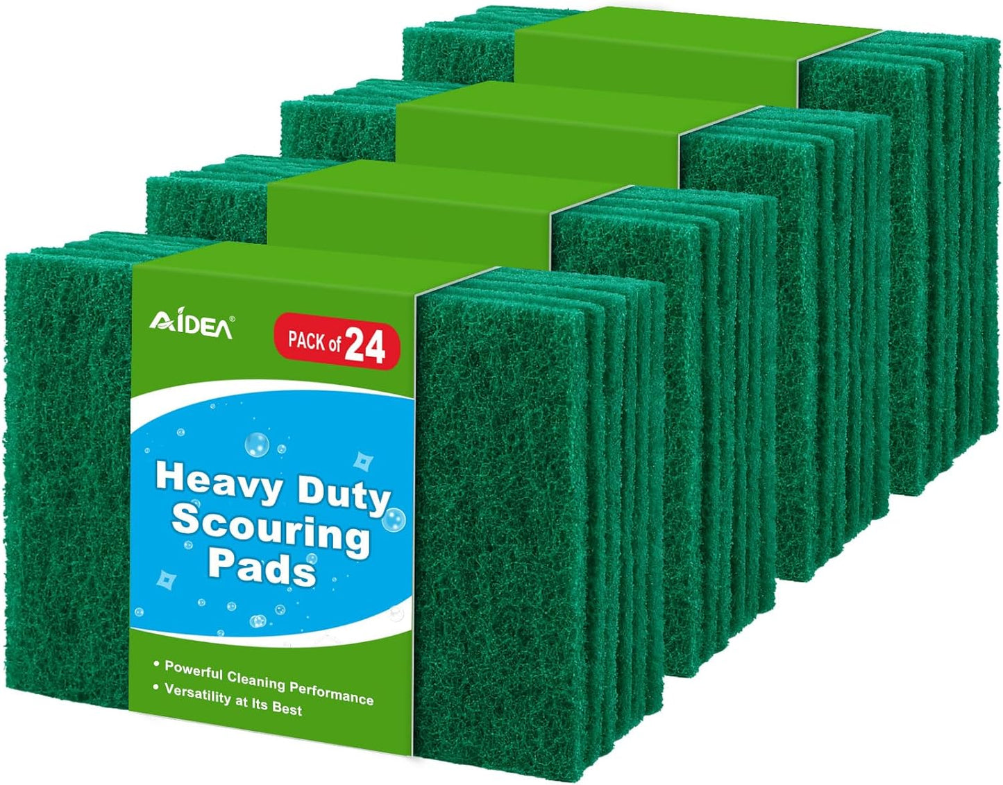 AIDEA Heavy Duty Scouring Pads, Dish Scrubber Pads for Household and Kitchen, Multipurpose Scour Pads for Cleaning, 24 Pack, 5.5in*3.5in