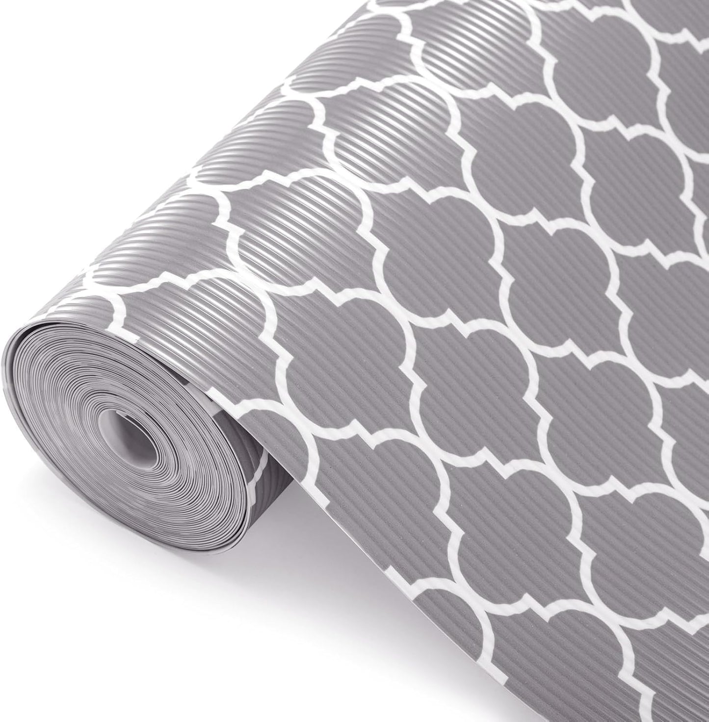 Glotoch 2 Rolls Shelf Liners for Kitchen Cabinets 12”x 20ft, Non Slip Drawer Liner,Waterproof Cabinet Liner for Wire/Pantry/Closet Non Adhesive Table Place Mats, Heavy Duty, Quatrefoil Grey