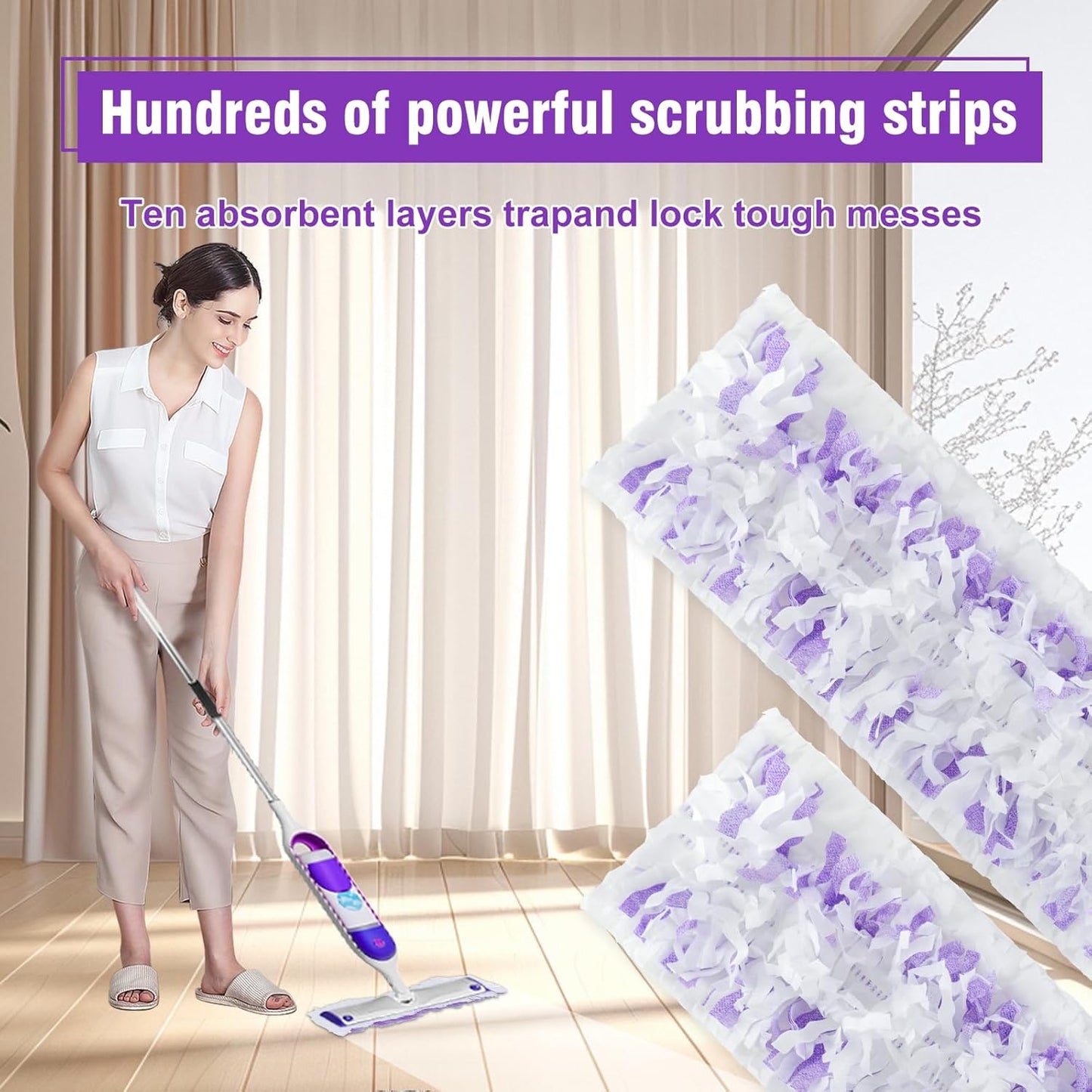60 Pack Disposable Power Mop Refills Pads Compatible with Swiffer Power Mop,Spray Wet Pads Refill,Disposable Spray Mopping Pads Refills for Multi-Surface Floor Cleaning