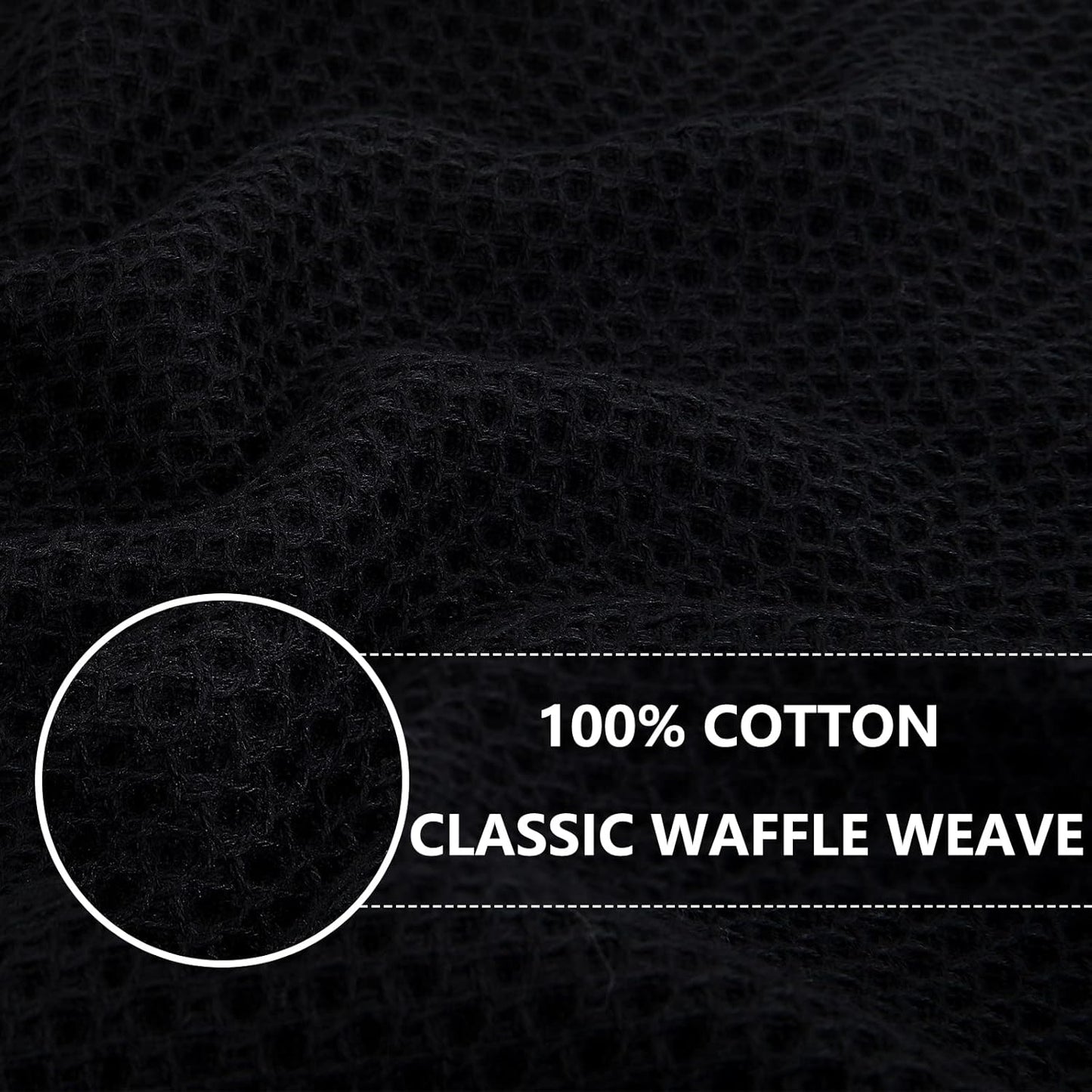 Homaxy 100% Cotton Waffle Weave Kitchen Dish Towels, Ultra Soft Absorbent Quick Drying Cleaning Towel, 13 x 28 Inches, 4-Pack, Black