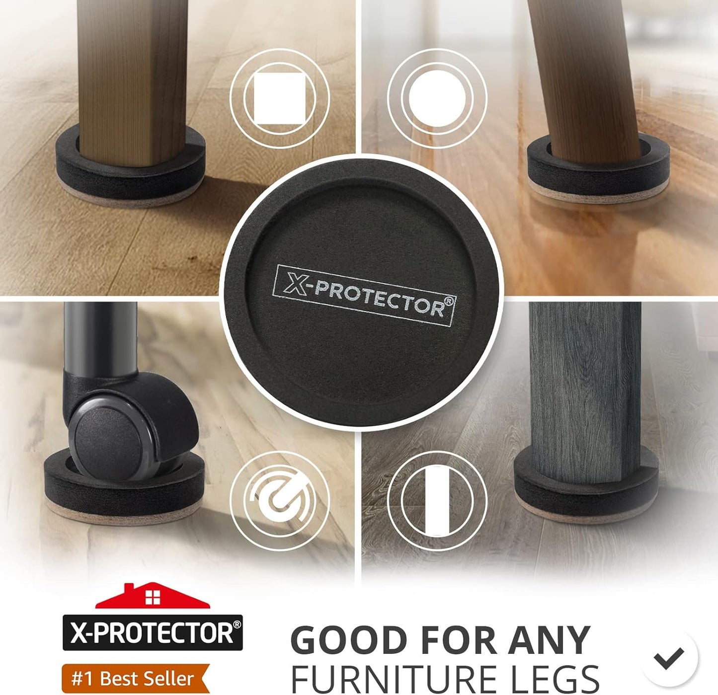 Felt Furniture Sliders for Hardwood Floors X-PROTECTOR 8 PCS 4 3/4” - Furniture Slider with Unique Design - Heavy-Duty Furniture Movers for Hard Surfaces - Felt Sliders - Move Your Furniture Easily!