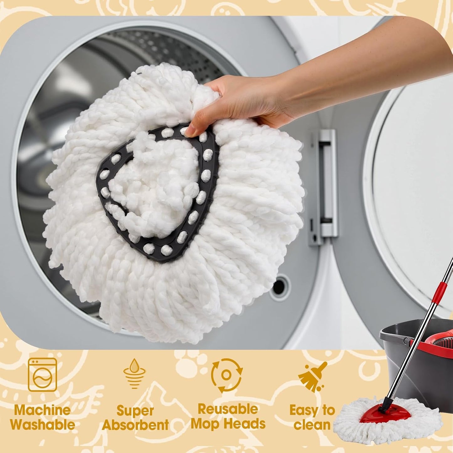 20Pack Spin Mop Replacement Heads, Microfiber Spin Mop Refills for EasyWrin 1-Tank System, 360° Microfiber Replacement Mop Head, Machine Washable Spinning Mop Replace Head for Easy Floor Cleaning
