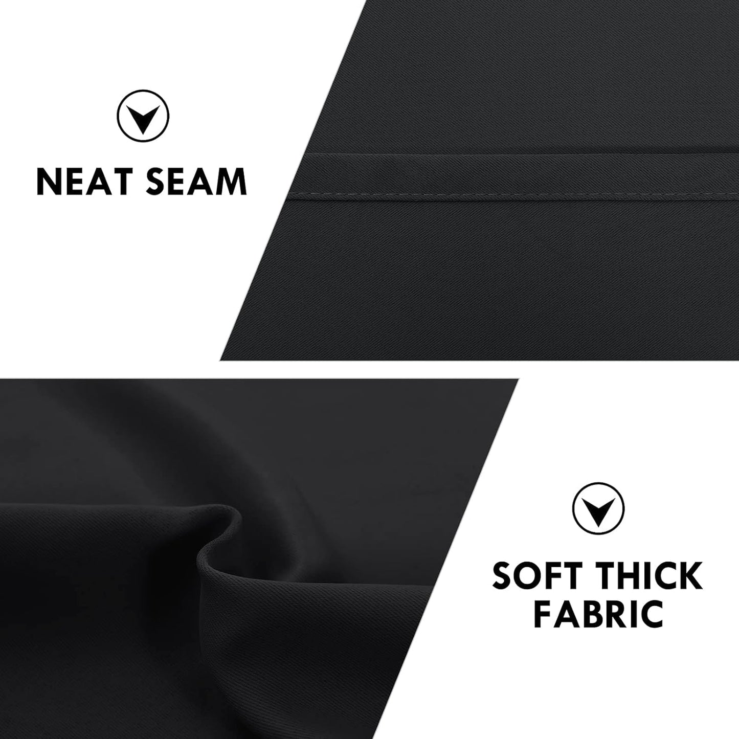 DWCN Black Short Blackout Curtains for Small Window, Thermal Insulated Energy Saving Room Darkening Curtains for Kitchen/Bedroom (W42 x L36 inch, Set of 2 Panels, Top of Rod Pocket)