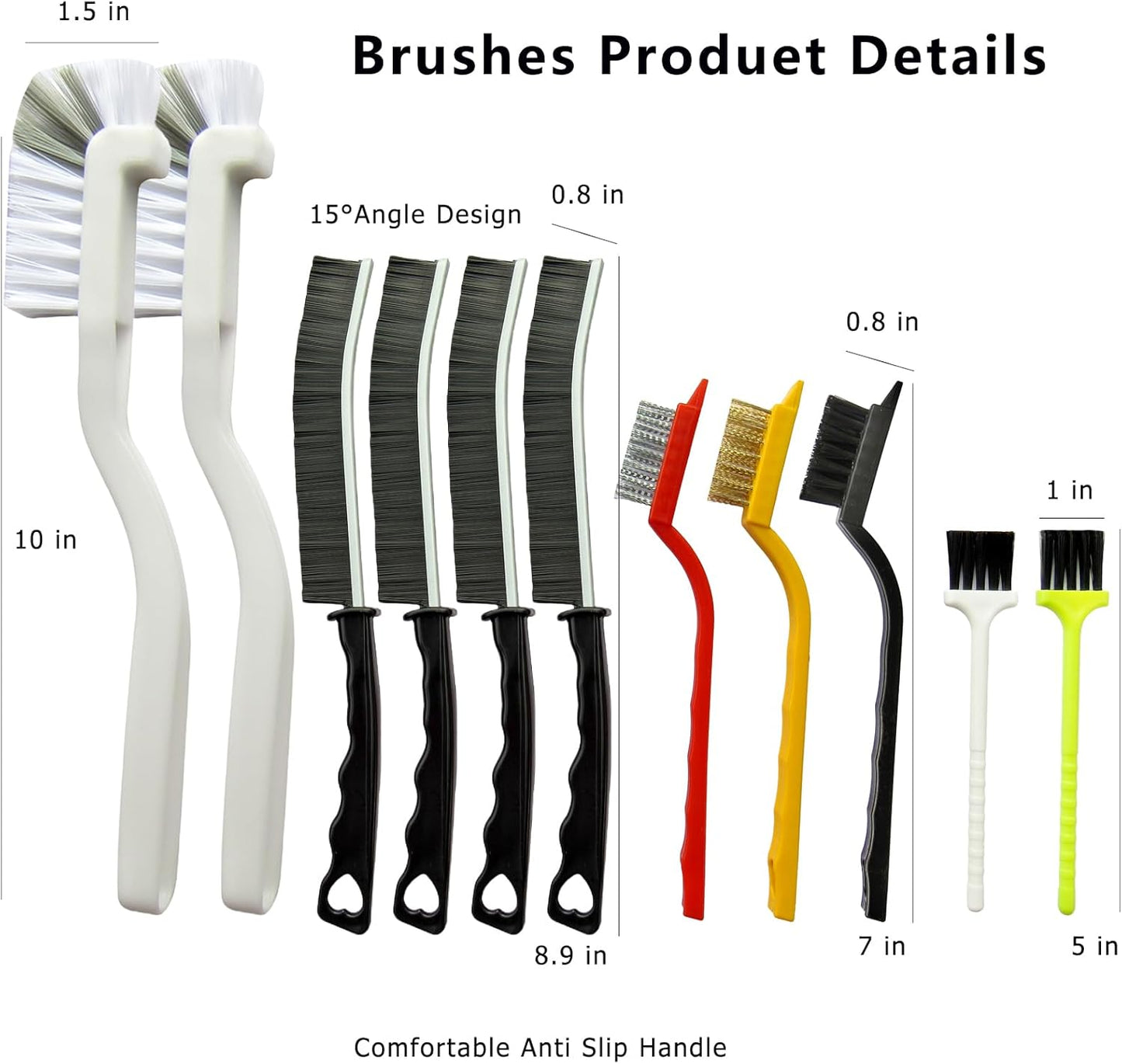 11Pcs Crevice Cleaning Brush,Gap Cleaning Brush with Long Handle,Small Gap Cleaning Brush for Bathroom Kitchen Toilet Water Cup Bottle and Window Groove