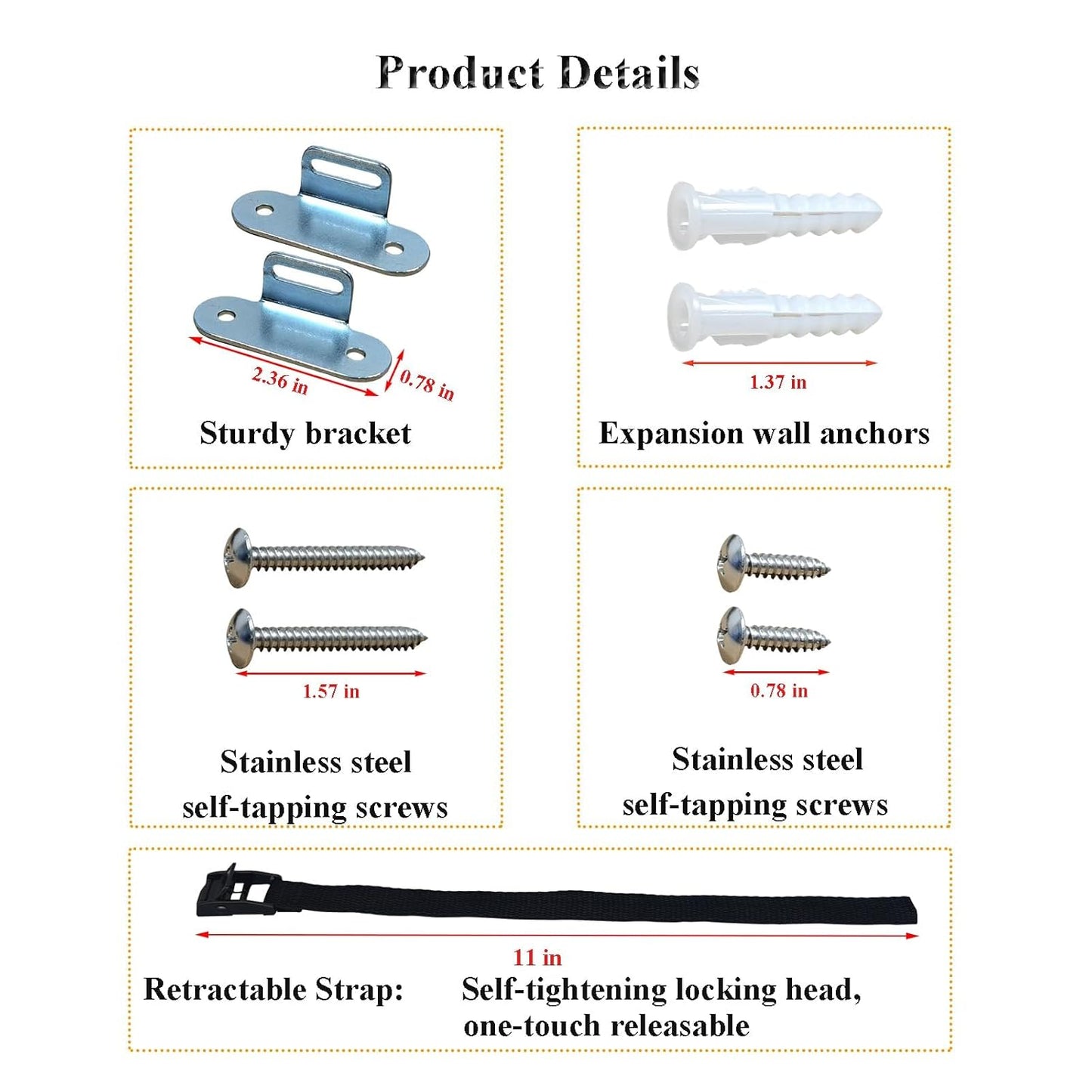 Furniture Anchors for Baby Proofing(2 Sets),Anti Tip Furniture Anchors,Furniture Wall Anchor,Adjustable Furniture Straps,Wall Anchors for Furniture Securing for Baby&Pet Safety