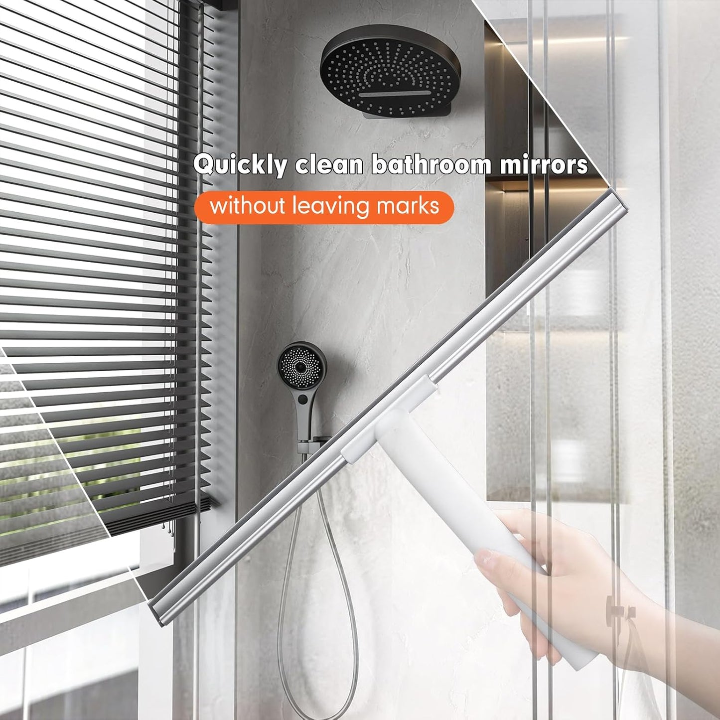 Rubber Floor Squeegee for Smooth Surface Concrete Floor, Tile Floor, Heavy Duty Garage Shower Floor Squeegee Broom for Removing Water, Commercial Scrubber Mop with Adjustable Long Handle