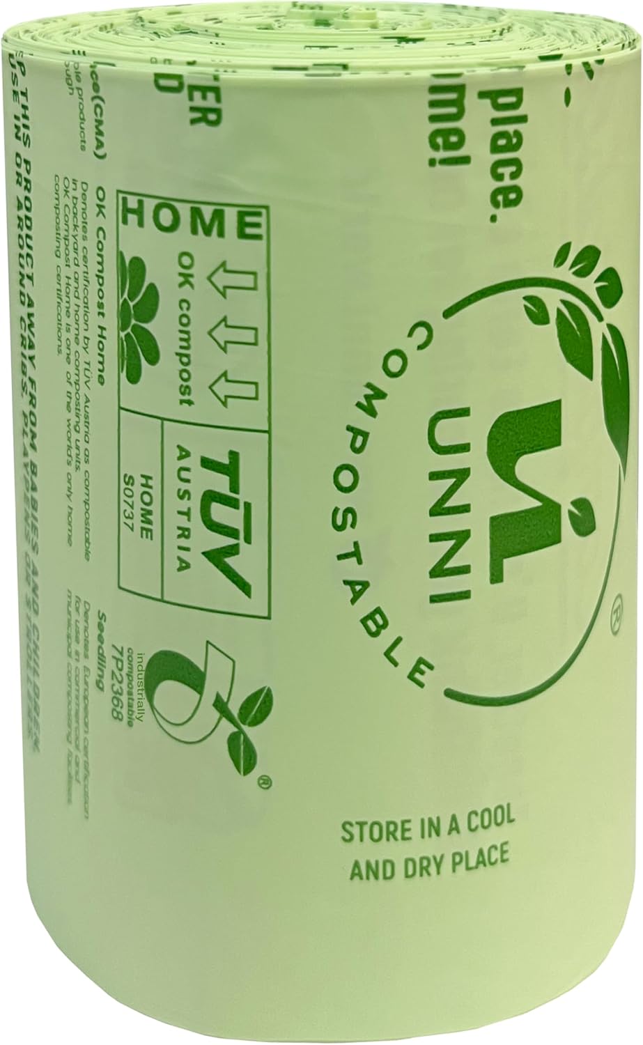 UNNI Compostable Trash Bags, 20-23 Gallon / 87 Liter, 60 Count Value Pack, Extra Thick 1.0 mil Large Bin Liners for Food Scrap, BPI, CMA & OK compost HOME Certified (Meets ASTM D6400)