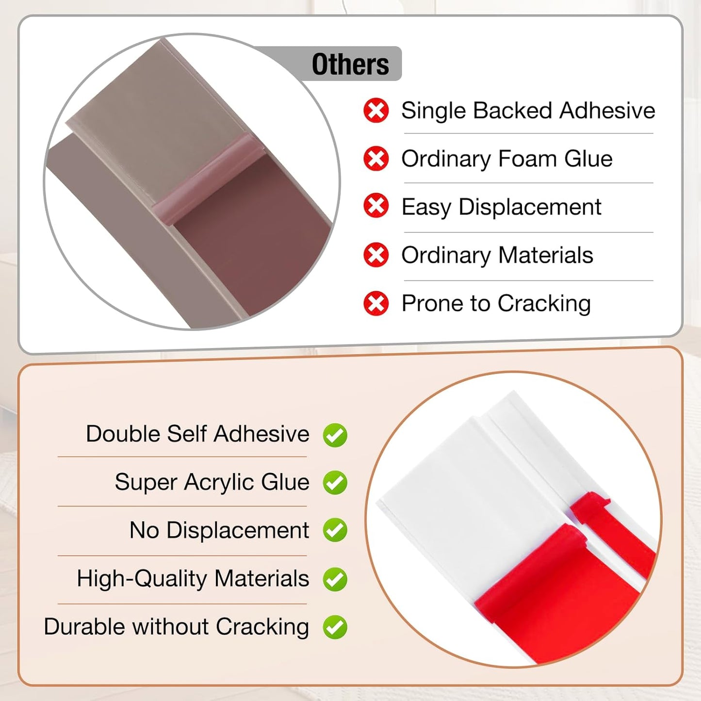 Floor Transition Strip Self Adhesive Vinyl Door Threshold for Doorways Carpet Edging Trim Overlap Edge Reducer for Laminate Floor, Carpet, Tile (White, 2/5" to 3/5", 10Ft)