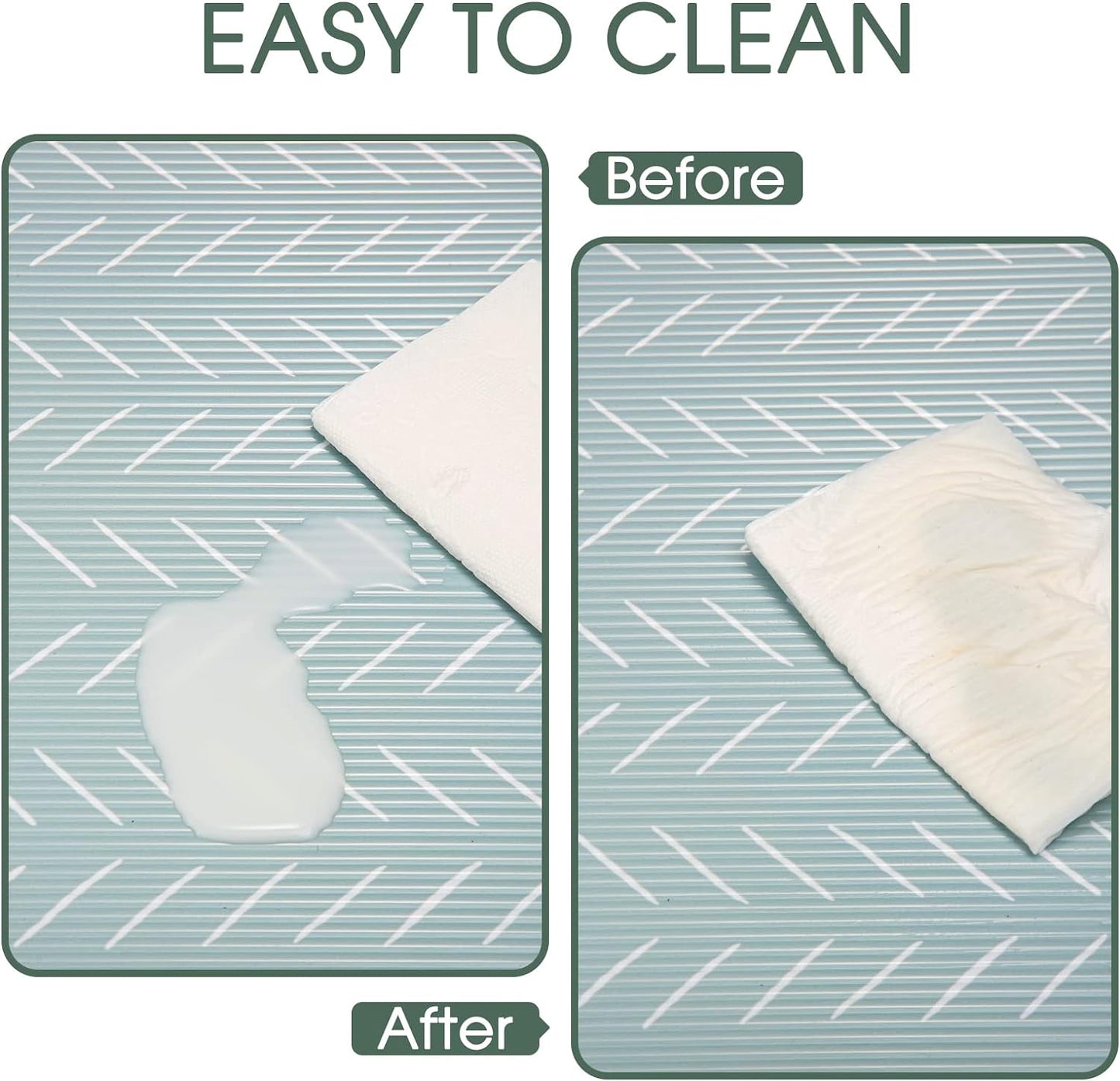 Glotoch Premium Non Slip Shelf Liner, Non Adhesive Drawer Liner, Waterproof Shelf Liners for Kitchen Cabinets, Drawer, Fridge, Wire Shelving, Pantry-17.5" X 360", Heavy Duty, Green Herringbone