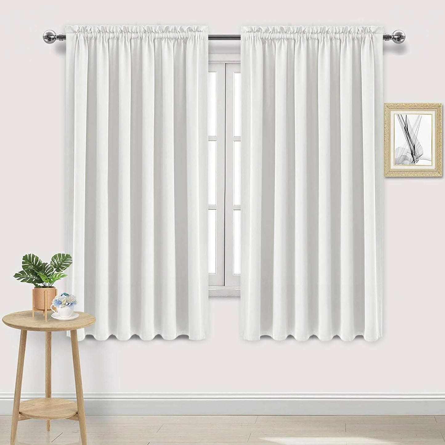 DWCN Blackout Curtains for Living Room Thermal Insulated, Energy Saving & Noise Reducing Bedroom Curtains, Ivory, W 70x L 72 Inch, Set of 2 Rod Pocket Curtain Panels