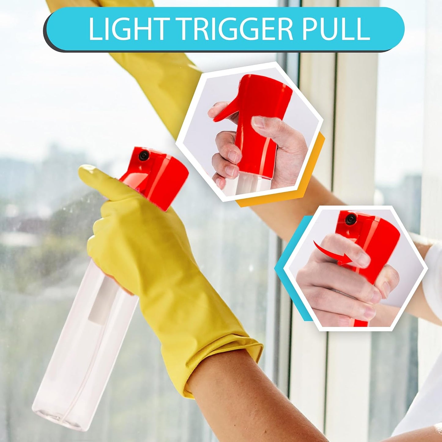 Hula Home Spray Bottle for Hair (10.1oz/300ml) - Powered by Flairosol® Spray Technology - Continuous Ultra Fine Mist Sprayer for Hairstyling, Cleaning, Salons, Plants, Essential Oil & More - Red/Clear