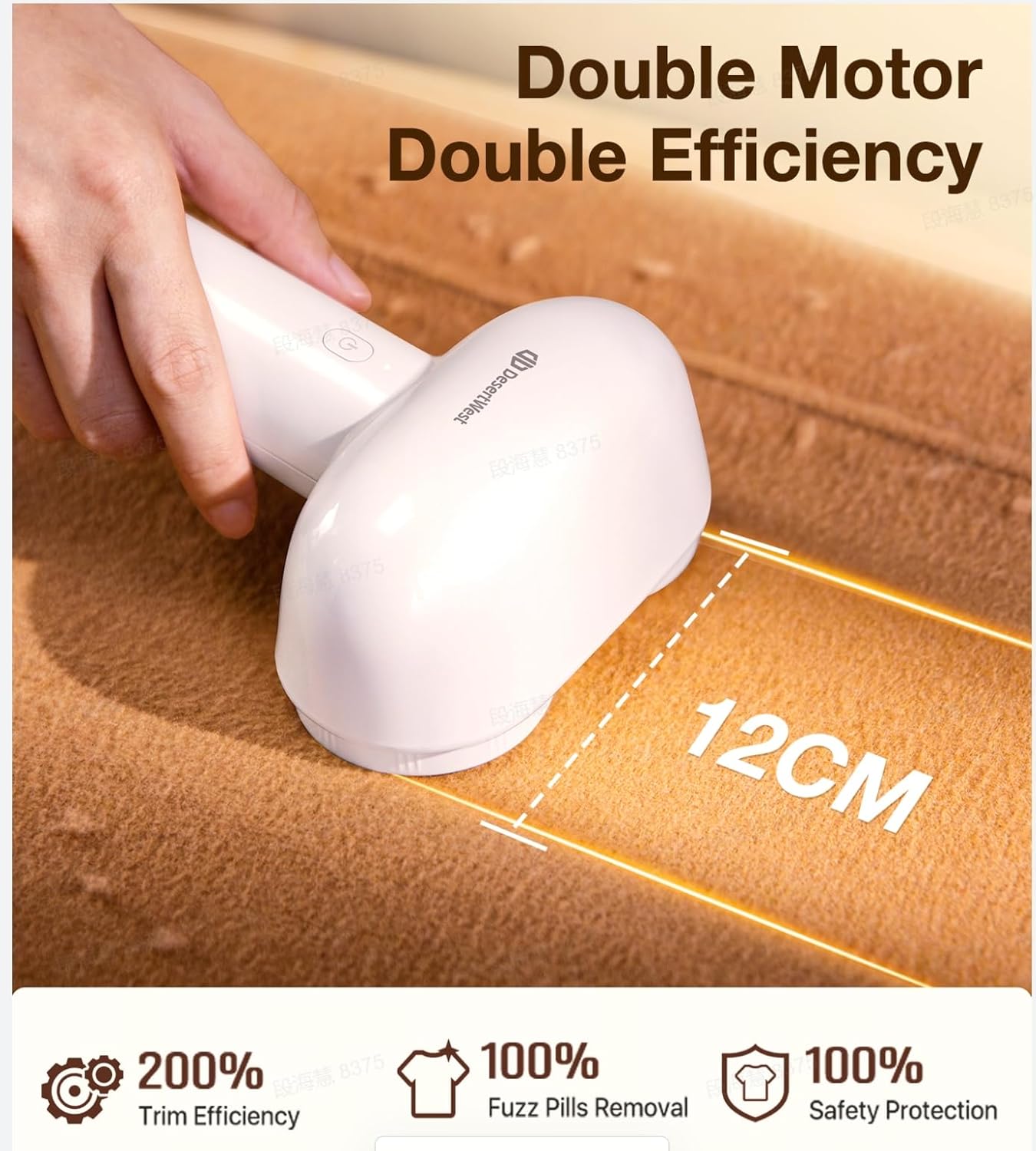 DesertWest Fabric Shaver, 2000mah Rechargable Lint Remover, Lint Shavers to Remove Pilling, Sweater Shaver, Large Electric Shaver for Clothes Couch Furniture