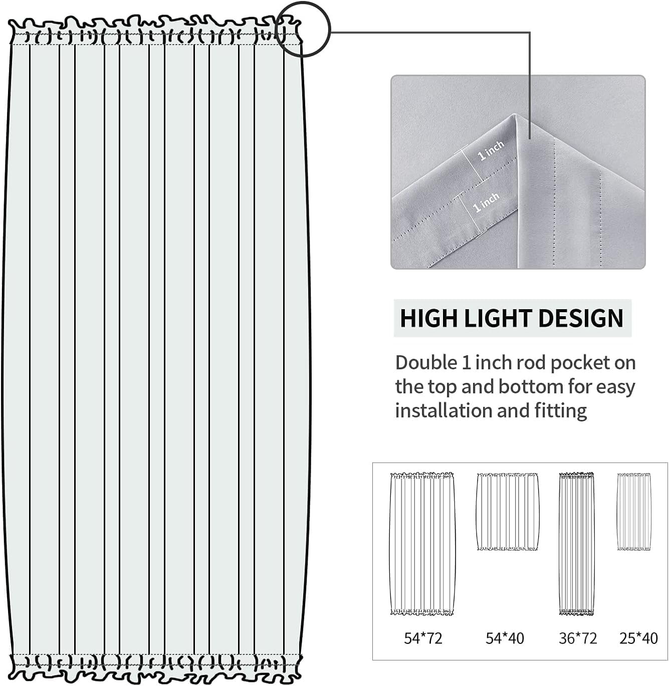 DWCN French Door Curtains – Rod Pocket Thermal Blackout Curtain for Doors with Glass Window, Kitchen and Patio Doors for Privacy, 36 X 72 Inches Long, 1 Curtain Panel with Tieback,Silver Grey