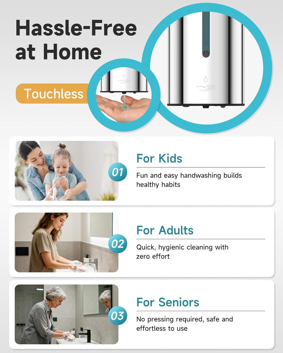 AIKE Automatic Wall Mount Liquid Soap Dispenser, Commercial Stainless Steel with 25oz Large Capacity Save Time Effort and Cost,Model AK1205 (Polished)