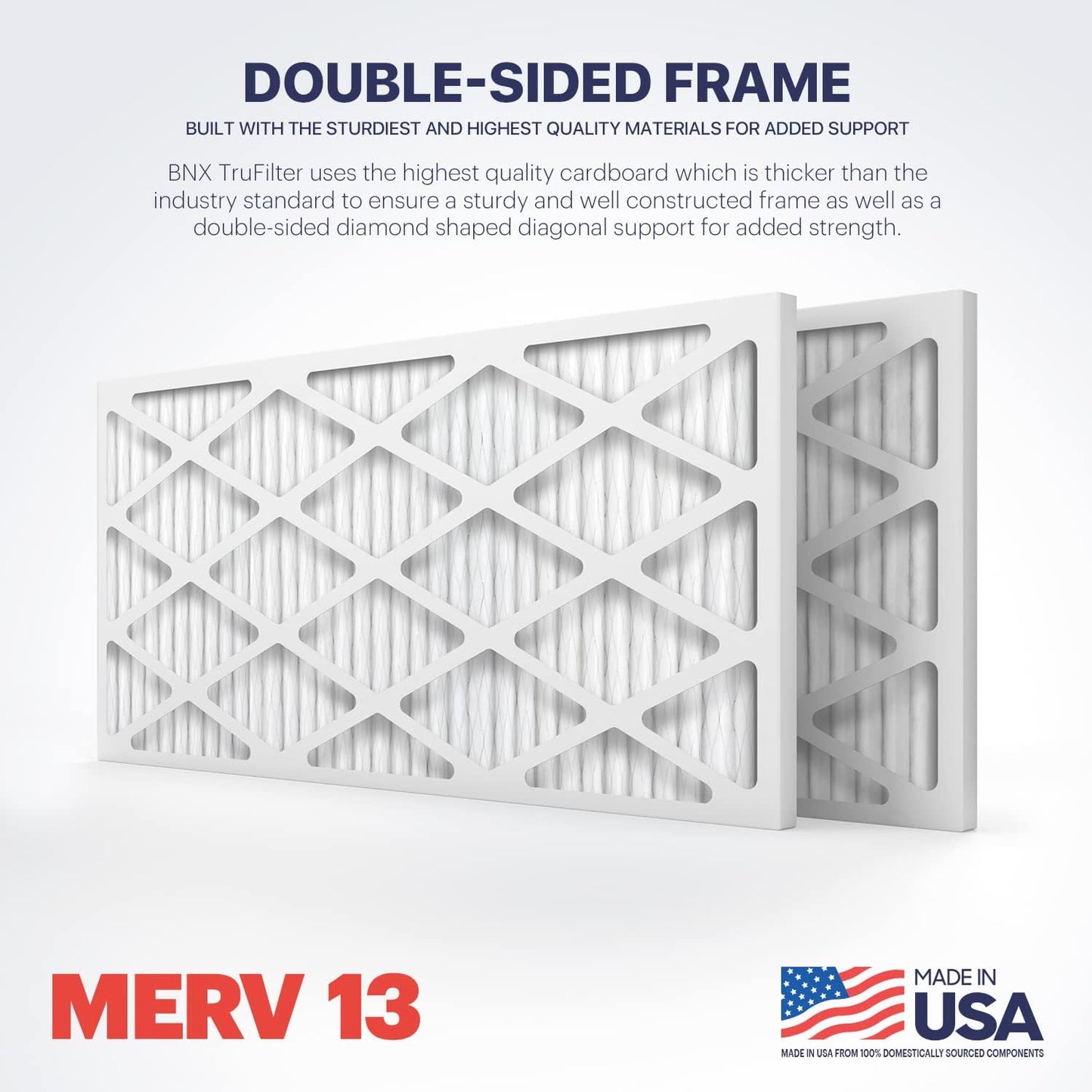 BNX TruFilter 20x30x1 Air Filter MERV 13 (4-Pack) - MADE IN USA - Electrostatic Pleated Air Conditioner HVAC AC Furnace Filters for Allergies, Pollen, Mold, Bacteria, Smoke, Allergen, MPR 1900 FPR 10