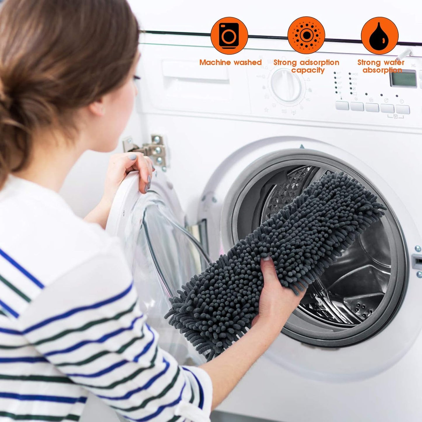 MASTERTOP Microfiber Mop for Floor Cleaning, Flat Dust Mop for Home and Kitchen, Adjustable Stainless Steel Handle with 4 Washable Pads&1 Cleaning Scrape for Hardwood, Vinyl