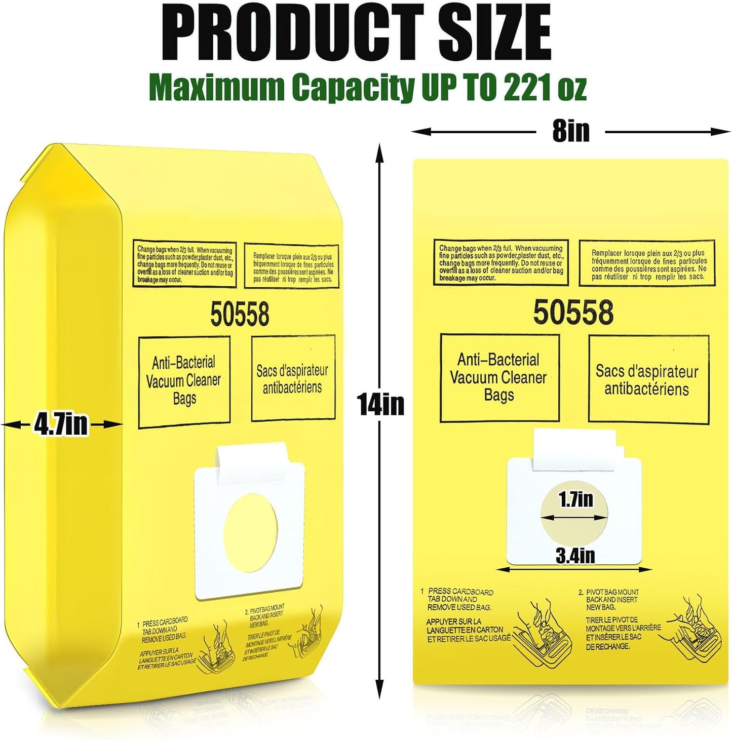 15 Pack Vacuum Cleaner Bags Fit for Kenmore Canister Type C/Q 5055 50555 50557 50558 and Pana·sonic Type C-5 C-18, 200 Series, 400 Series, 600 Series, 700 Series, 800 Series (15 Pack)