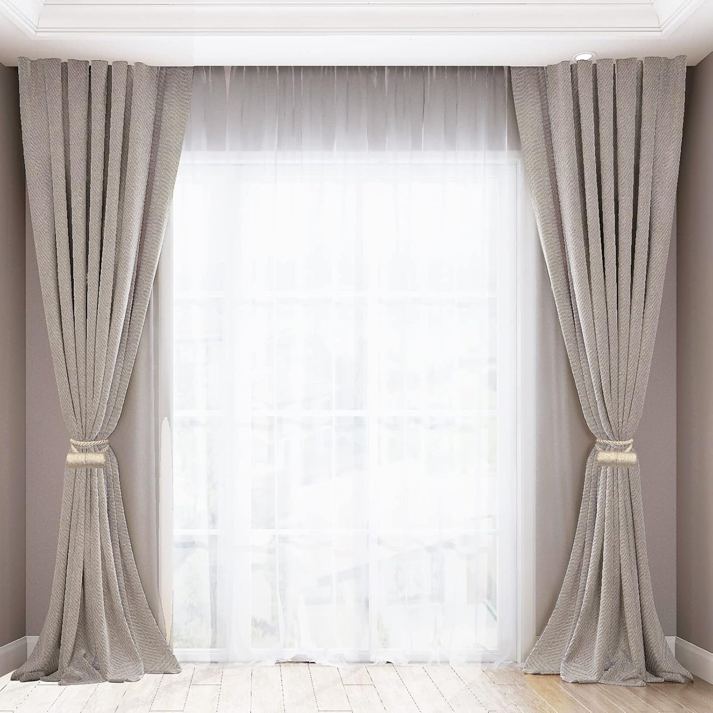 18 Inch Strong Magnetic Curtain Tiebacks, Curtain Holdbacks Modern Upgrade Strong 2021 New Twisted Style Decorative Drapery Rope Tie Backs(2 Pack Beige)