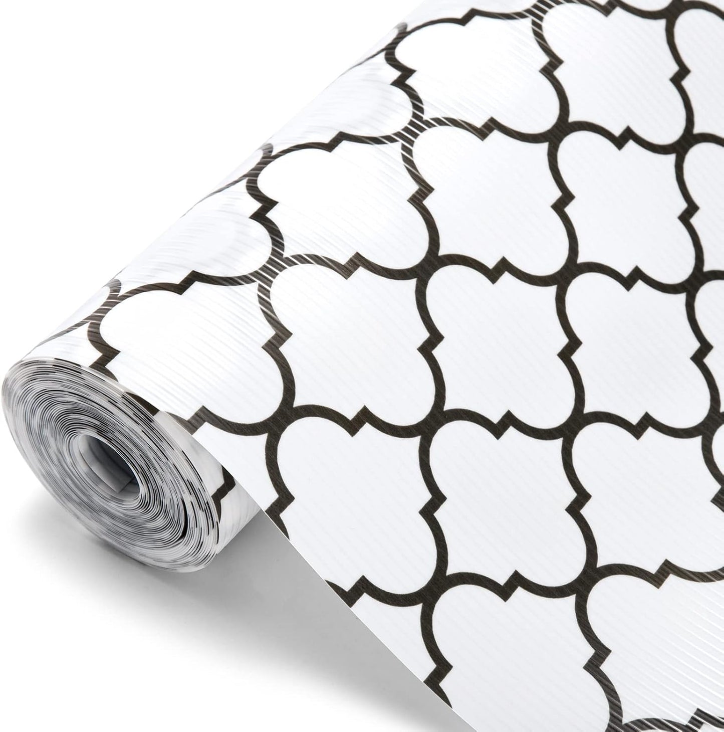 Glotoch 17.5"X 96" Shelf Liners for Kitchen Cabinets-Non Adhesive Cabinet Liners for Shelves, Waterproof Drawer Liner for Kitchen Fridge/Wire Shelf/Bathroom, Pantry, Durable, Non Slip, White And Balck