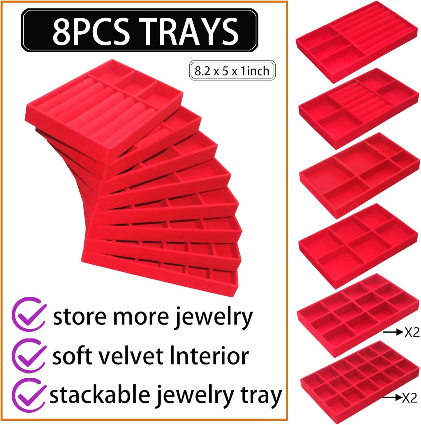 Earring Organizer Stackable Jewelry Storage Box Jewelry Drawer Organizer Removable Display Tray Organizer for Necklace Earring Ring