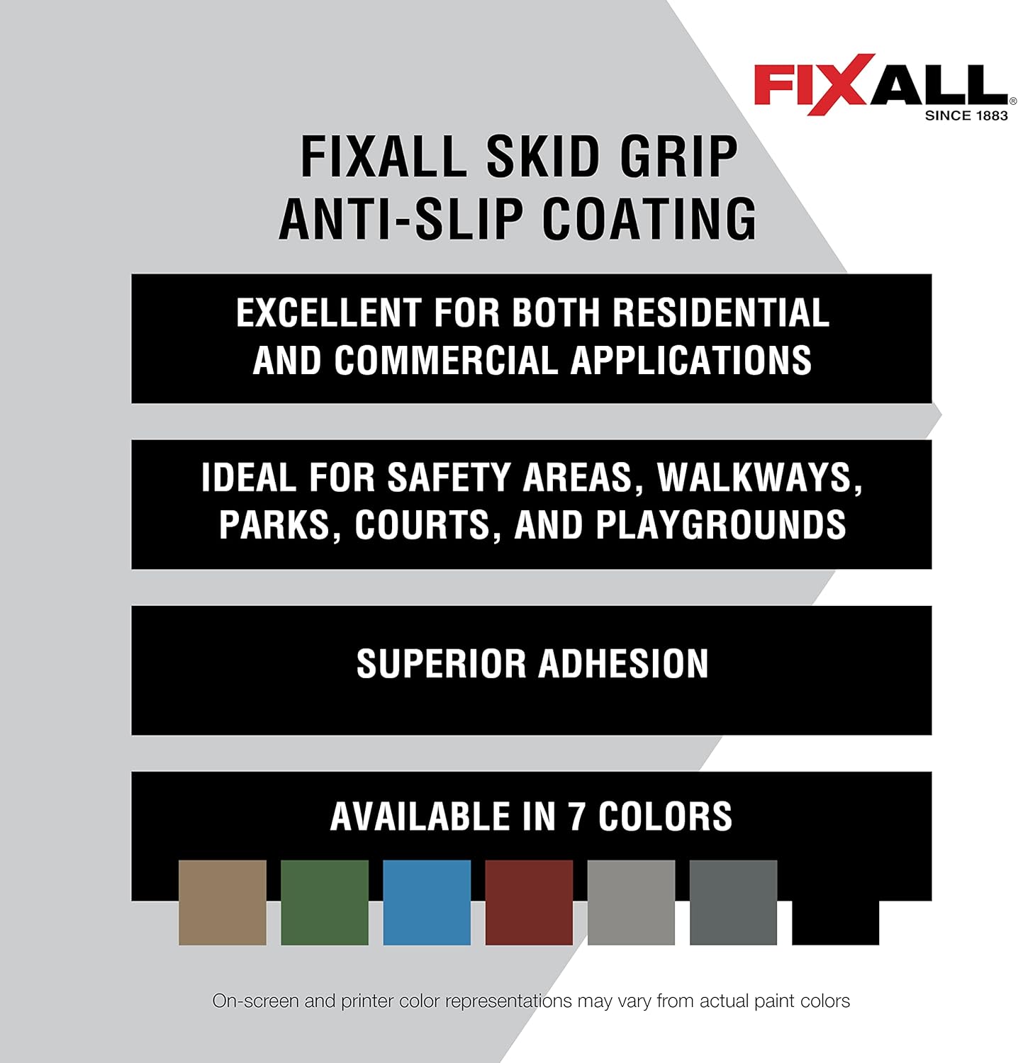 FIXALL Skid Grip Anti-Slip Coating, 1 Gallon, Smoke, Exceeds ADA Standards, Ideal for Safety Areas, Slip-Resistant Pavement, Cement & Concrete Paint