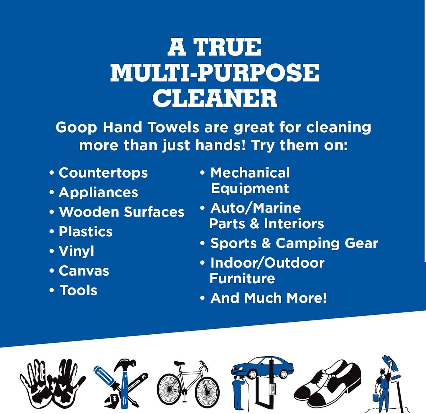 GOOP Multi-Purpose Waterless Hand Cleaner Towels - 90, 10" x 12" Towels