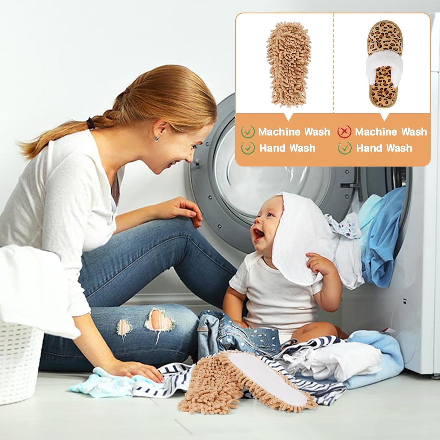 Microfiber Mop Slippers House Floor Dusting Slippers for Kitchen Office (Women 7-9/Men 5-7)