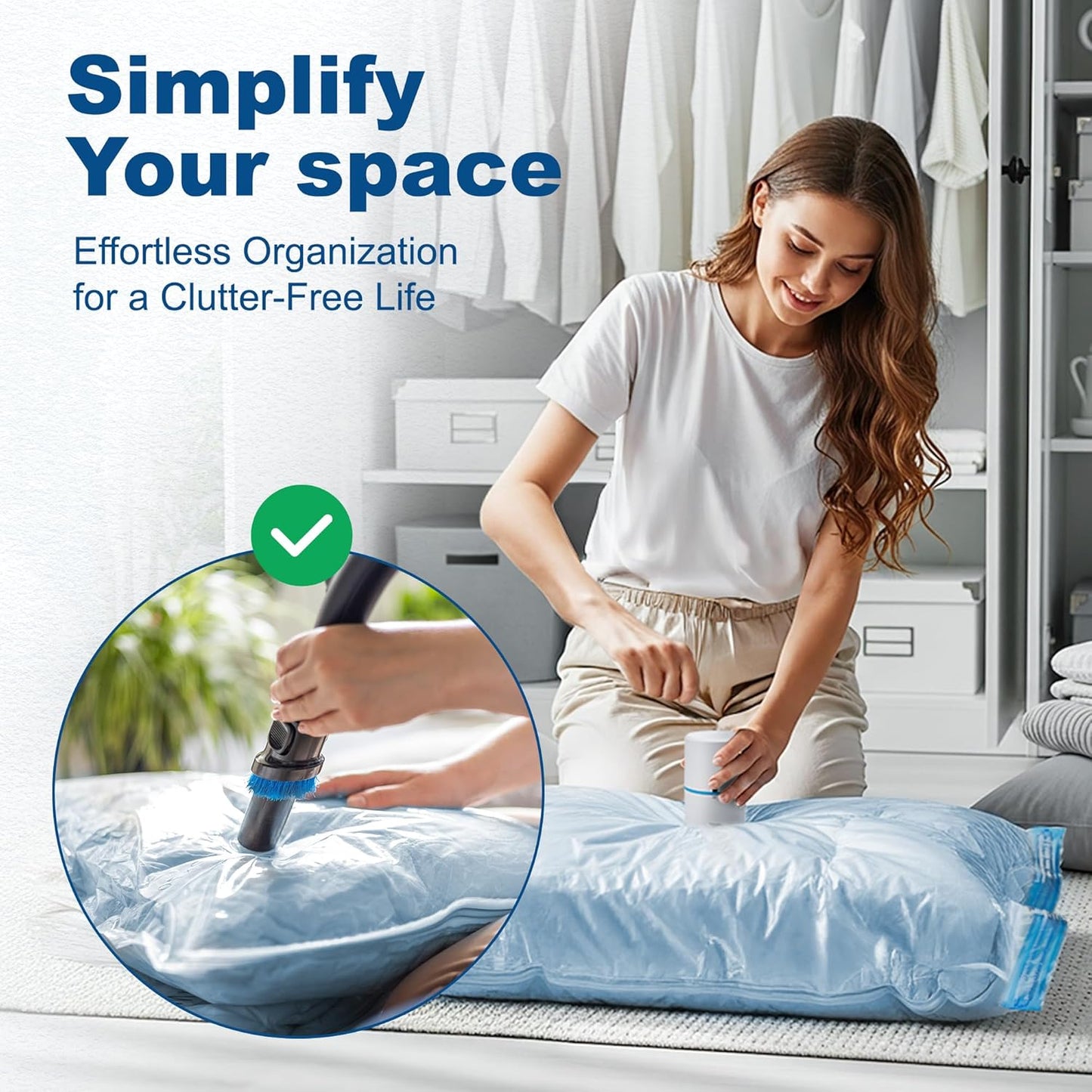 HOUSE DAY 22 Pack Vacuum Seal Bags For Clothing Travel, 80% Space Saving Travel Vacuum Bags with Electric Pump, Vacuum Storage Bags For Clothes, Comforters, Blankets, Moving, Storage & Organization