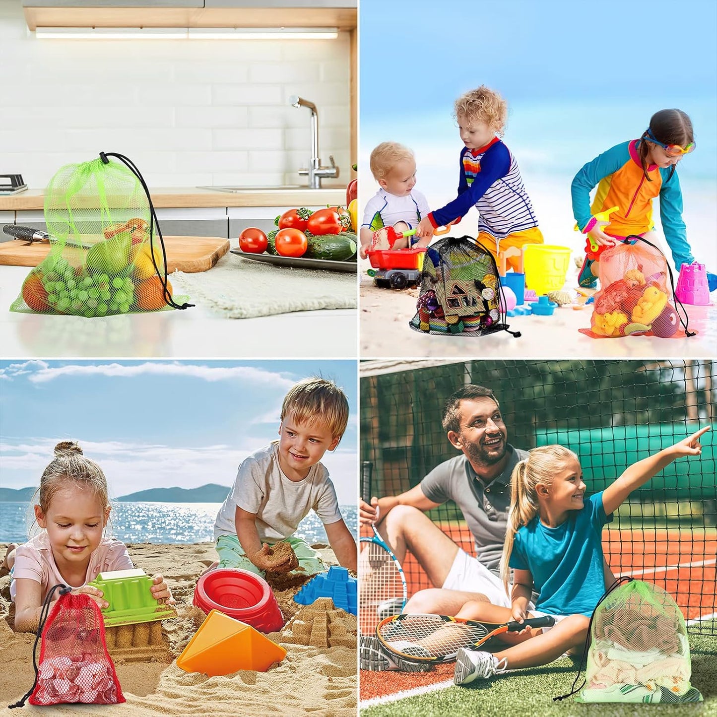 iMucci 12Pcs Mesh Bag 13"X15.5" Drawstring Gym Bag Nylon Mesh Drawstring Bag with Cord Lock Closure for Collecting Toys Travel Sports