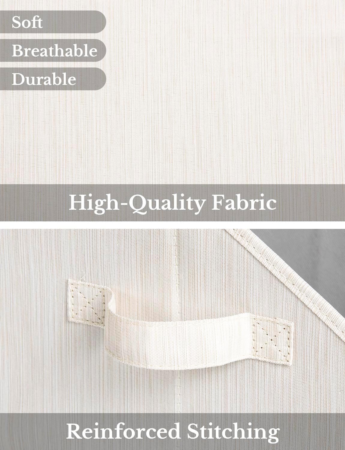 StorageWorks Closet Storage Bins, Trapezoid Organizer Box for Shelves, Fabric Clothes Bin, Foldable Organizing Baskets with Handles, Small, 3-Pack, Mixing of Beige, White & Ivory