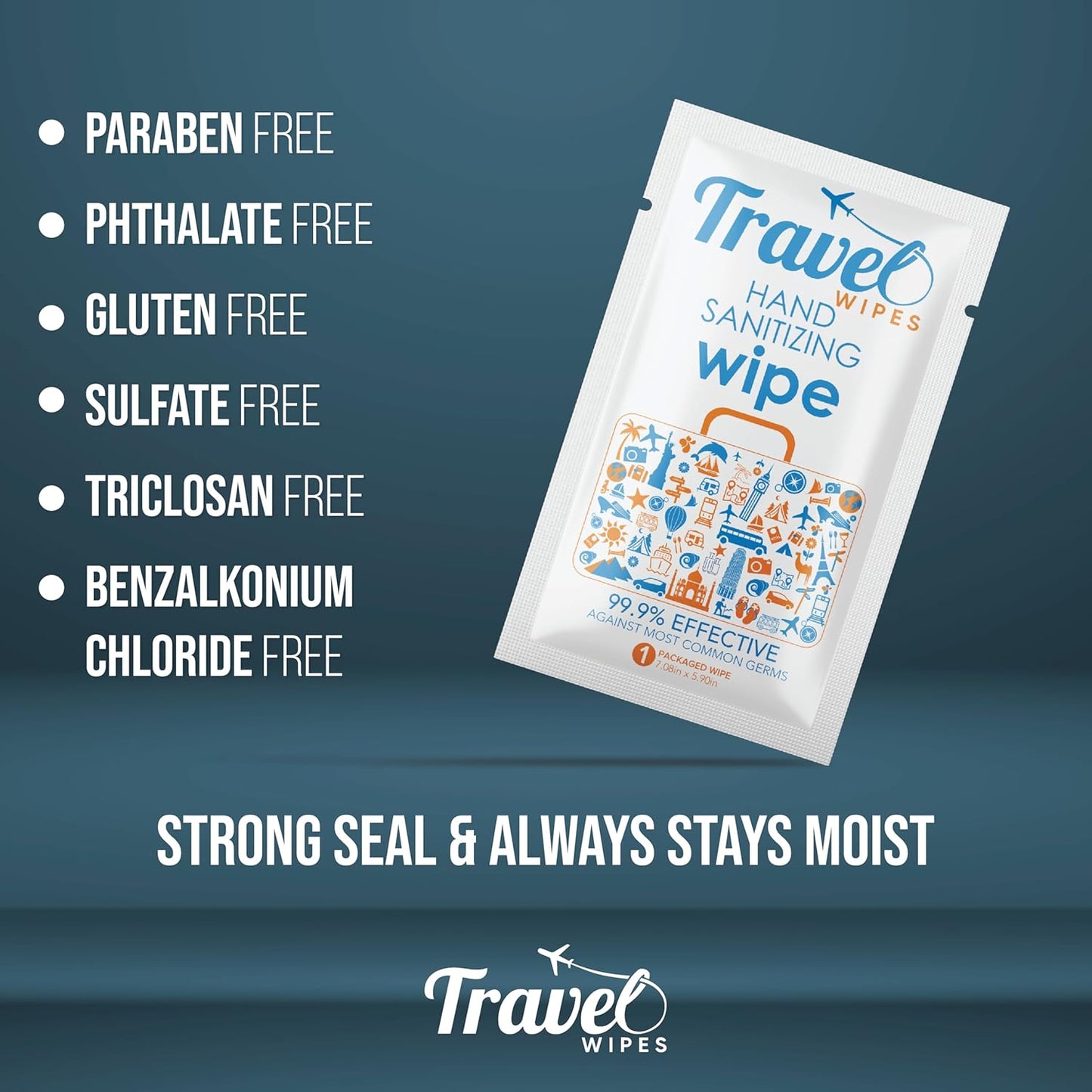 Hand Sanitizing Travel Wipes – 15ct Individually Wrapped | Fragrance-Free, Moisturizing, 70% Isopropyl Alcohol Wipes | Travel, Home, Office, Daily Use | Made in USA