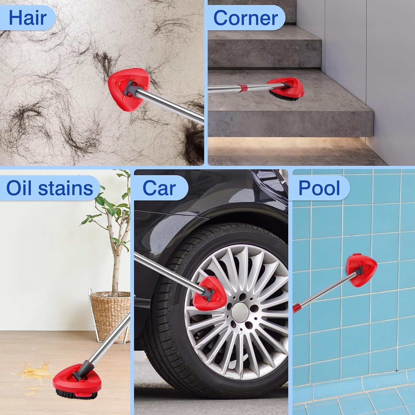 4 Pcs Mop Replace Heads & 1 Scrub Brush & 1 Base Combo for Ocedar Easywring 2-Tank System Microfiber Spin Mop Replacement Head,Machine Washable for Bathroom,Kitchen,Tub and Tile(Blue)